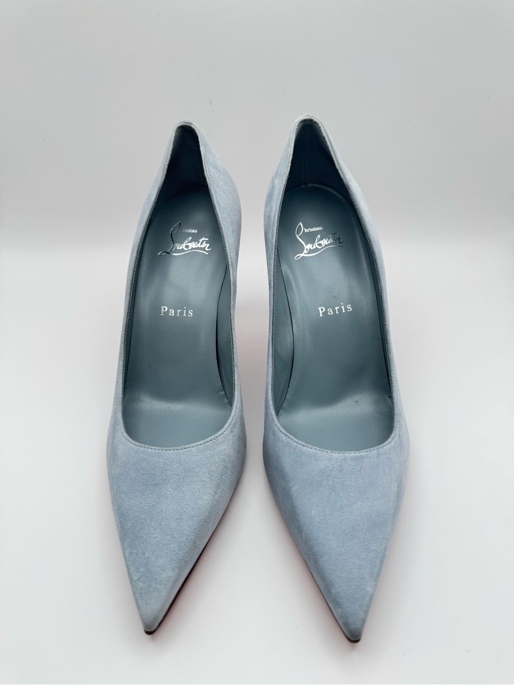 Christian Louboutin Condora 85 Pumps Grey Blue Suede Red Bottom EU 38.5 - Picture 2 of 8